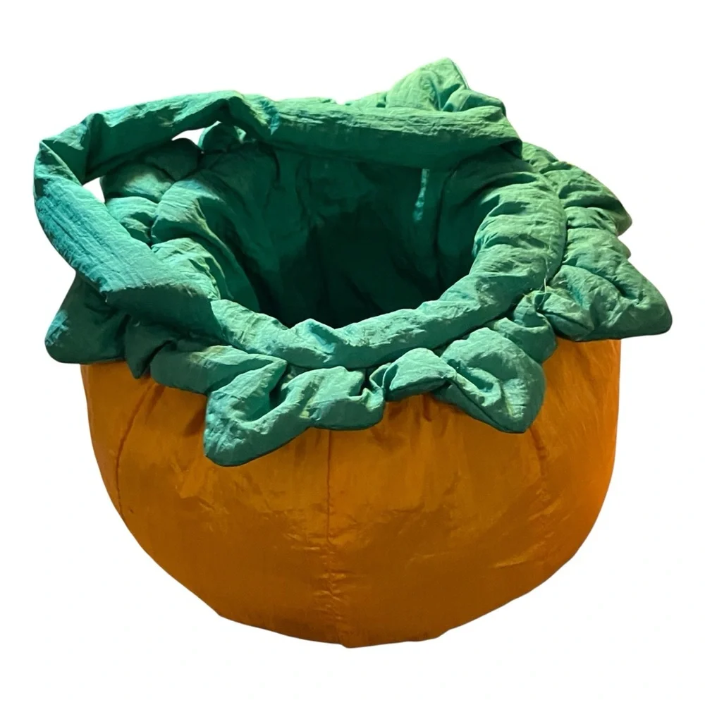 Rare 90s Dayton Hudson Plush Orange Pumpkin Pail Bucket Vintage Halloween Nylon